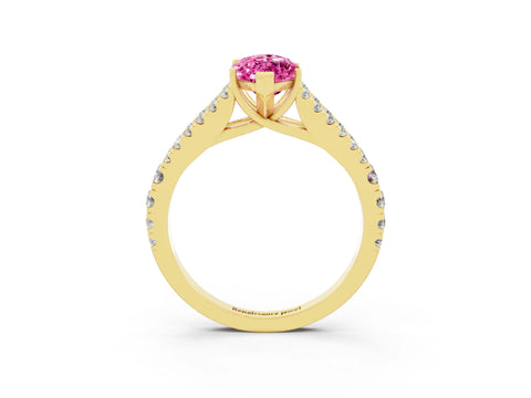 Yellow gold Marquise Cut Pink Sapphire Split Shank Pavé Engagement Ring with Four-Prong Setting_15