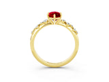 Yellow gold Marquise Cut Ruby Cluster Side Stone Solitaire Ring with Prong Setting_27