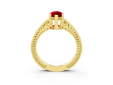 Yellow gold Marquise Cut Ruby Engagement Ring with Milgrain Channel Set Band and Prong Setting_3