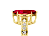 Yellow gold Marquise Cut Ruby Engagement Ring with Milgrain Channel Set Band and Prong Setting_5