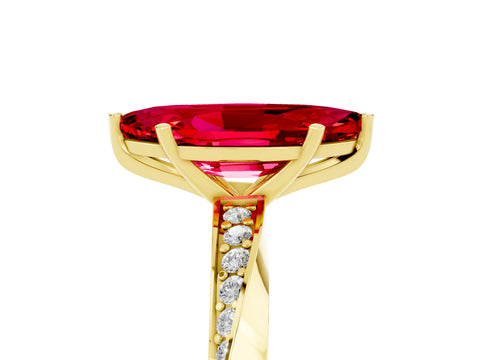 Yellow gold Marquise Cut Ruby Engagement Ring with Side Stone Accents and Four-Prong Setting_32