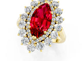 Yellow gold Marquise Cut Ruby Floral Double Halo Engagement Ring with Prong Setting_61