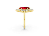 Yellow gold Marquise Cut Ruby Floral Double Halo Engagement Ring with Prong Setting_62
