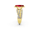 Yellow gold Marquise Cut Ruby Halo Ring with Round Split Shank and Prong Setting_63