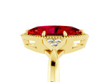 Yellow gold Marquise Cut Ruby Halo Ring with Tapered Band and Four-Prong Setting_5