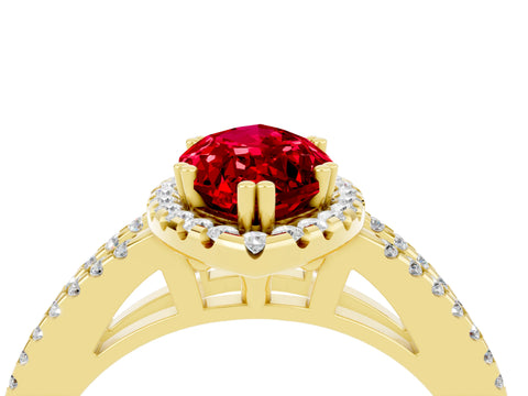 Yellow gold Marquise Cut Ruby Halo Split Shank Engagement Ring_16