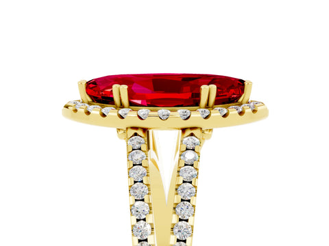 Yellow gold Marquise Cut Ruby Halo Split Shank Engagement Ring_17