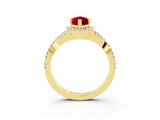Yellow gold Marquise Cut Ruby Halo Twist Band Solitaire Prong Setting Ring_3