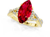 Yellow gold Marquise Cut Ruby  Halo Twist Band Solitaire Prong Setting Ring_37