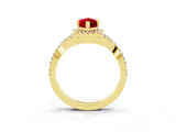 Yellow gold Marquise Cut Ruby  Halo Twist Band Solitaire Prong Setting Ring_39