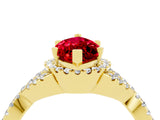 Yellow gold Marquise Cut Ruby  Halo Twist Band Solitaire Prong Setting Ring_40