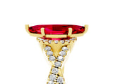 Yellow gold Marquise Cut Ruby  Halo Twist Band Solitaire Prong Setting Ring_41