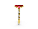 Yellow gold Marquise Cut Ruby Milgrain Pavé Engagement Ring with Four-Prong Setting_2