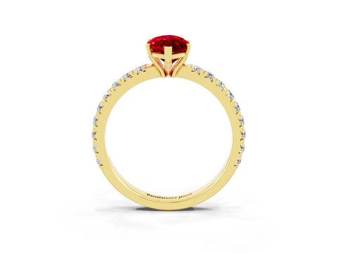 Yellow gold Marquise Cut Ruby Pavé Solitaire Engagement Ring with Four-Prong Setting_15