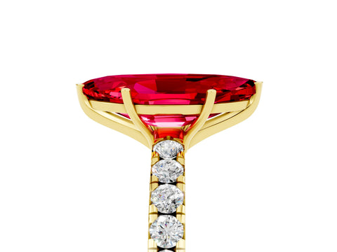 Yellow gold Marquise Cut Ruby Pavé Solitaire Engagement Ring with Four-Prong Setting_17