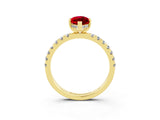 Yellow gold Marquise Cut Ruby Pave Band Solitaire Ring with Four-Prong Setting_27