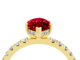 Yellow gold Marquise Cut Ruby Pave Band Solitaire Ring with Four-Prong Setting_28