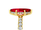 Yellow gold Marquise Cut Ruby Pave Band Solitaire Ring with Four-Prong Setting_29