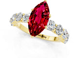 Yellow gold Marquise Cut Ruby Prong Setting with Side Stones on a Pave Band_1