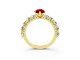 Yellow gold Marquise Cut Ruby Prong Setting with Side Stones on a Pave Band_3