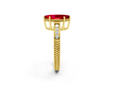 Yellow gold Marquise Cut Ruby Ring with Milgrain Pavé Band and Four-Prong Setting_14