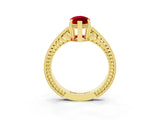 Yellow gold Marquise Cut Ruby Ring with Milgrain Pavé Band and Four-Prong Setting_15
