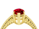 Yellow gold Marquise Cut Ruby Ring with Milgrain Pavé Band and Four-Prong Setting_16