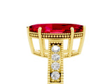 Yellow gold Marquise Cut Ruby Ring with Milgrain Pavé Band and Four-Prong Setting_17