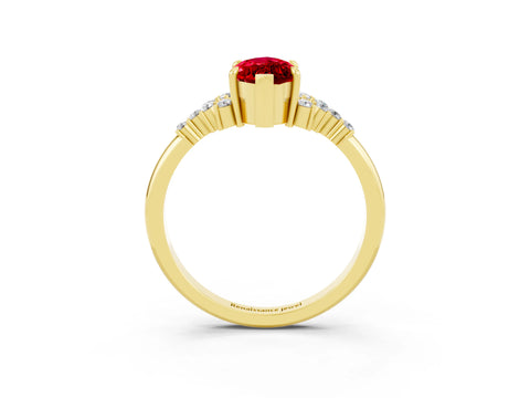 Yellow gold Marquise Cut Ruby Ring with Side Stones and Four-Prong Setting_39