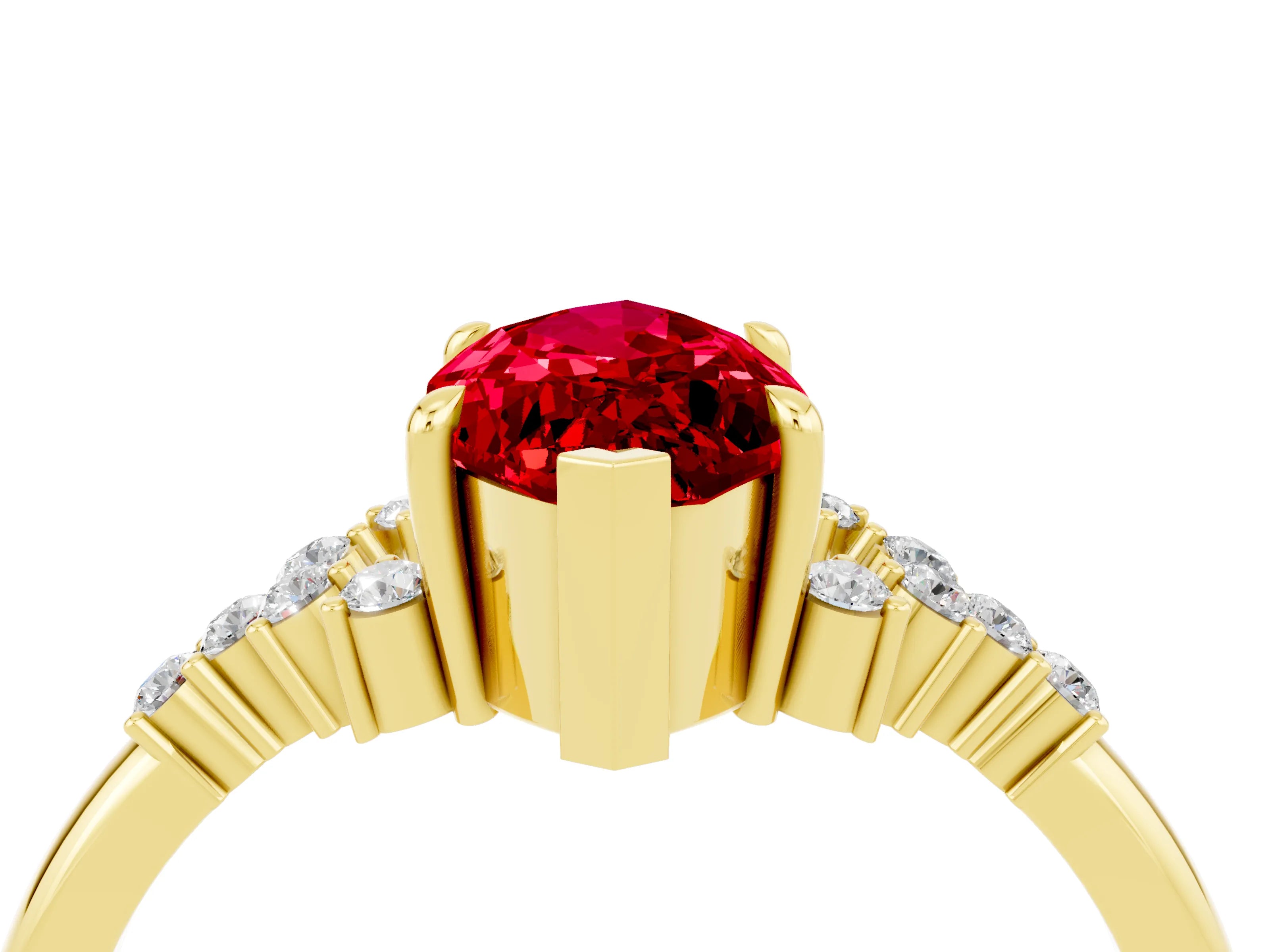 Yellow gold Marquise Cut Ruby Ring with Side Stones and Four-Prong Setting_40