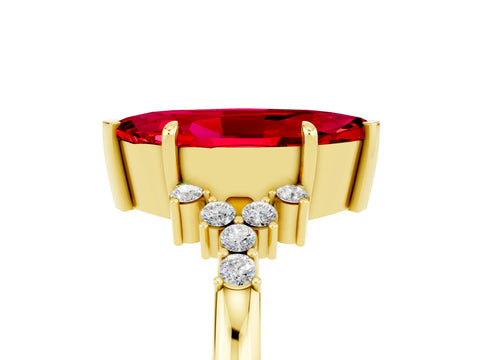 Yellow gold Marquise Cut Ruby Ring with Side Stones and Four-Prong Setting_41