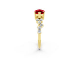 Yellow gold Marquise Cut Ruby Scattered Round Accent Ring with Prong Setting_14