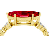 Yellow gold Marquise Cut Ruby Scattered Round Accent Ring with Prong Setting_16