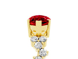 Yellow gold Marquise Cut Ruby Scattered Round Accent Ring with Prong Setting_17