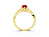 Yellow gold Marquise Cut Ruby Solitaire Celtic Knot Ring with Four-Prong Setting_15