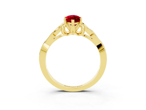 Yellow gold Marquise Cut Ruby Solitaire Celtic Knot Ring with Four-Prong Setting_15