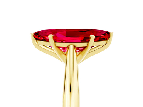 Yellow gold Marquise Cut Ruby Solitaire Engagement Ring with Cathedral Setting and Four-Prong Mount_17