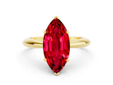 Yellow gold Marquise Cut Ruby Solitaire Engagement Ring with Cathedral Setting and Four-Prong Mount_24