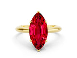 Yellow gold Marquise Cut Ruby Solitaire Engagement Ring with Cathedral Setting and Four-Prong Mount_30