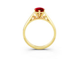 Yellow gold Marquise Cut Ruby Solitaire Engagement Ring with Cathedral Setting and Four-Prong Mount_33