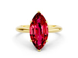 Yellow gold Marquise Cut Ruby Solitaire Engagement Ring with Cathedral Setting and Four-Prong Mount_72