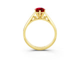 Yellow gold Marquise Cut Ruby Solitaire Engagement Ring with Cathedral Setting and Four-Prong Mount_75