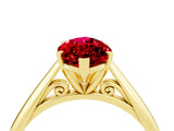 Yellow gold Marquise Cut Ruby Solitaire Engagement Ring with Cathedral Setting and Four-Prong Mount_76