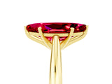 Yellow gold Marquise Cut Ruby Solitaire Engagement Ring with Cathedral Setting and Four-Prong Mount_77