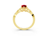 Yellow gold Marquise Cut Ruby Solitaire Engagement Ring with Celtic Knot Band and Four-Prong Setting_3