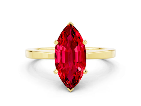 Yellow gold Marquise Cut Ruby Solitaire Engagement Ring with Classic Band and Four-Prong Setting_24