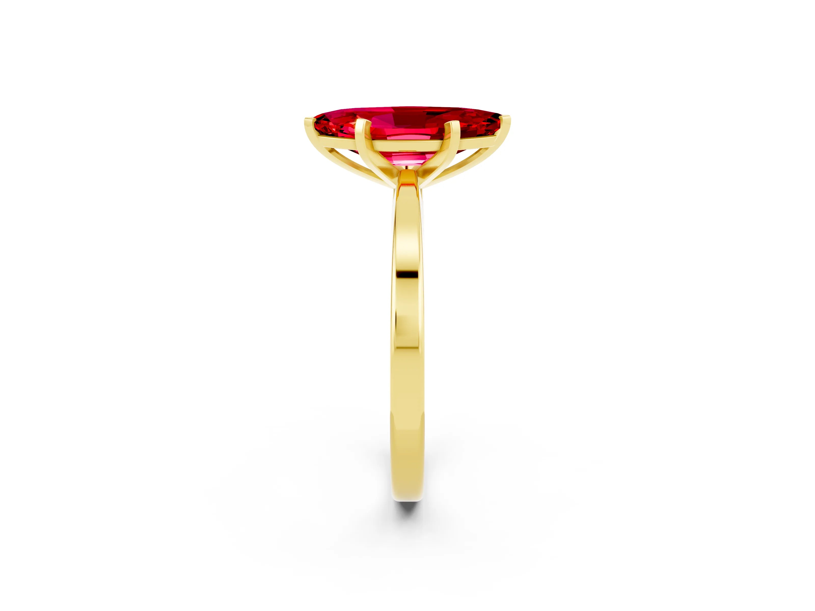 Yellow gold Marquise Cut Ruby Solitaire Engagement Ring with Classic Band and Four-Prong Setting_26