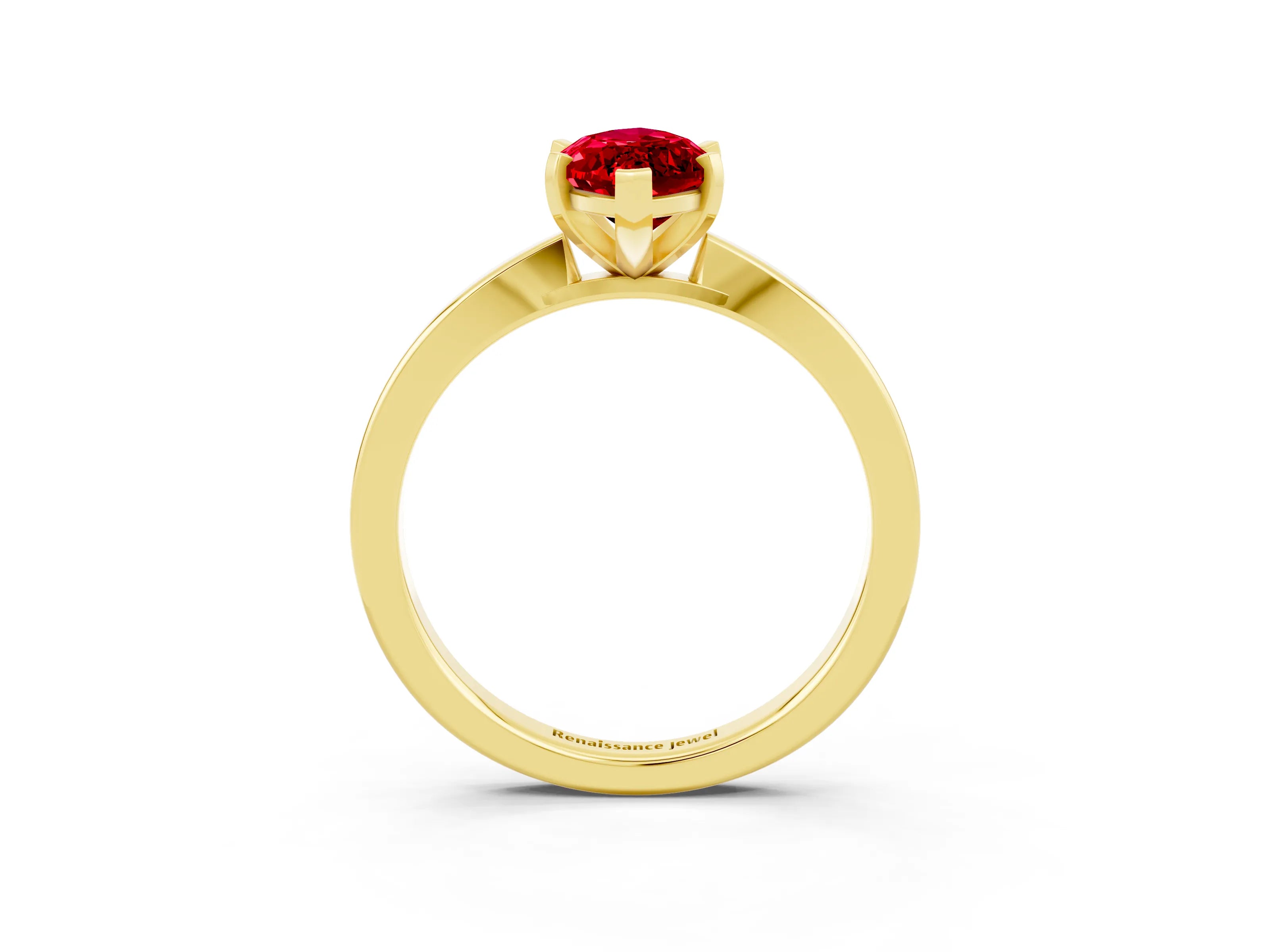 Yellow gold Marquise Cut Ruby Solitaire Engagement Ring with Classic Band and Four-Prong Setting_27