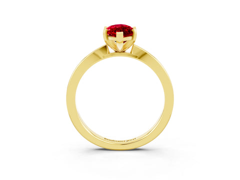 Yellow gold Marquise Cut Ruby Solitaire Engagement Ring with Classic Band and Four-Prong Setting_27
