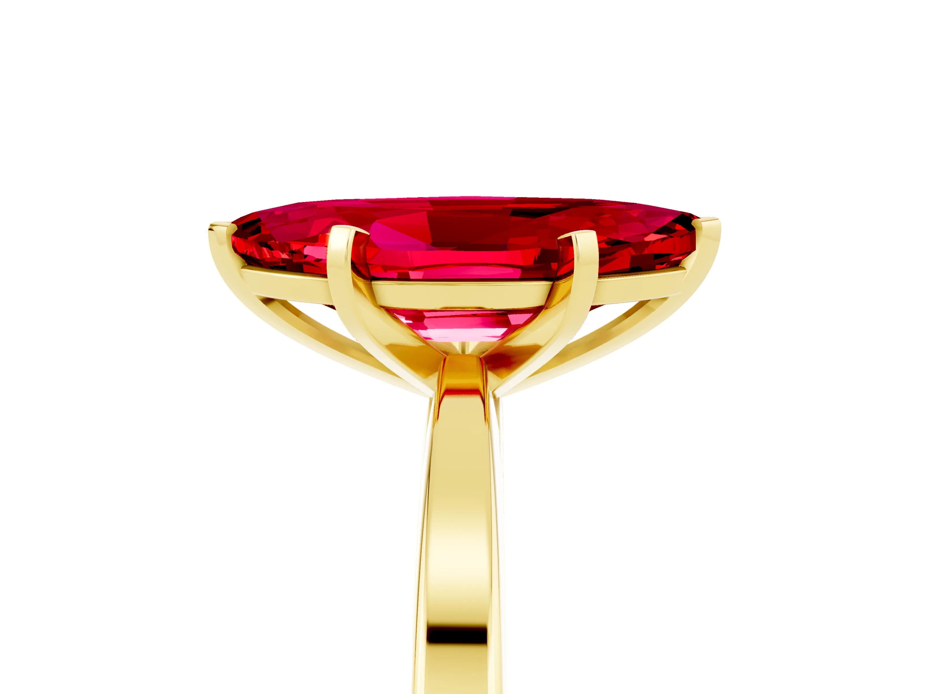 Yellow gold Marquise Cut Ruby Solitaire Engagement Ring with Classic Band and Four-Prong Setting_29